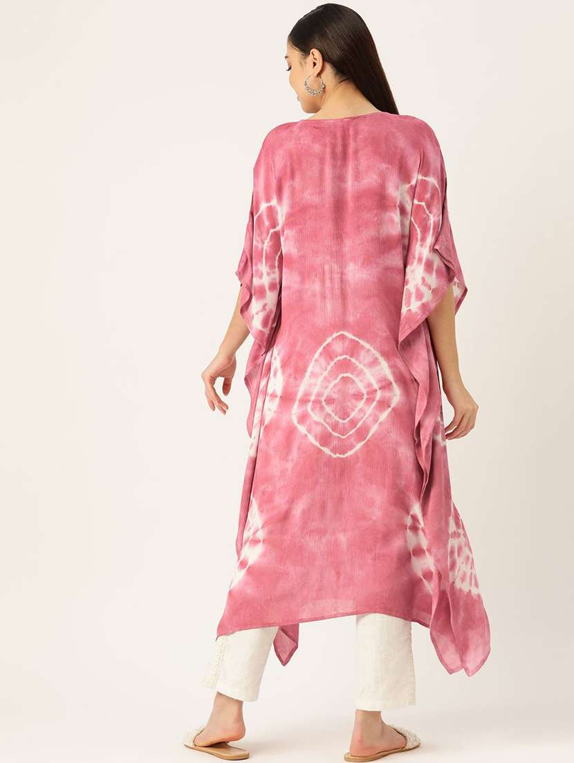 women tie & dye printed kimono sleeve kaftan kurta - 22406822 -  Standard Image - 2