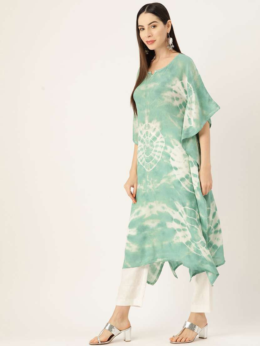 women tie & dye printed kimono sleeve kaftan kurta - 22406826 -  Standard Image - 2