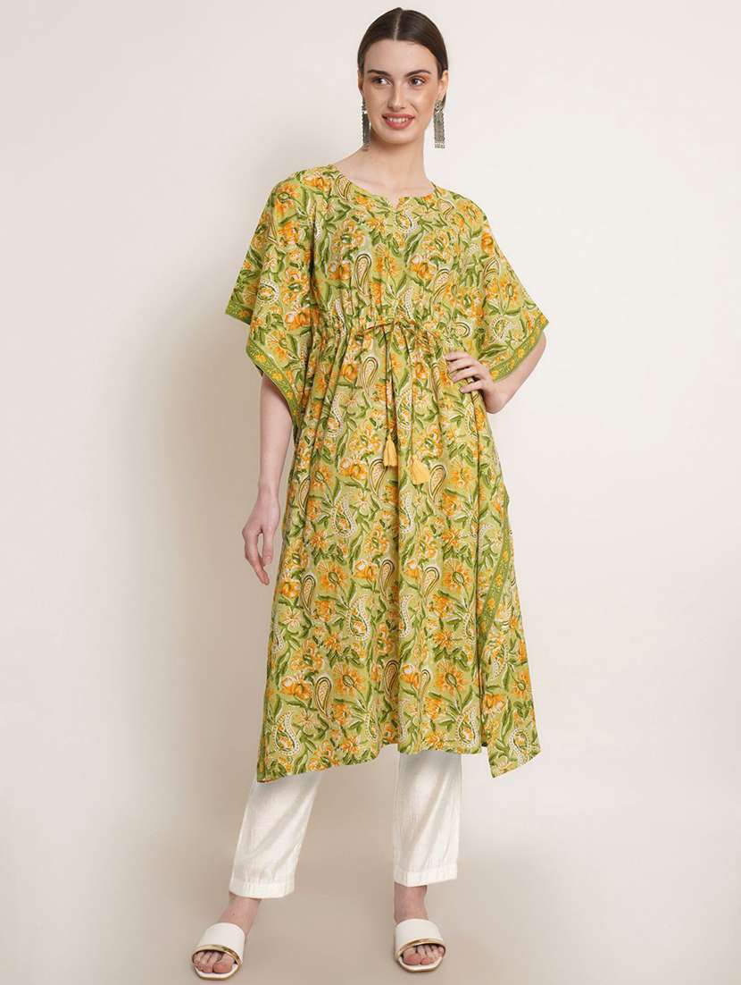 women printed kimono sleeve kaftan kurta - 22407057 -  Standard Image - 2