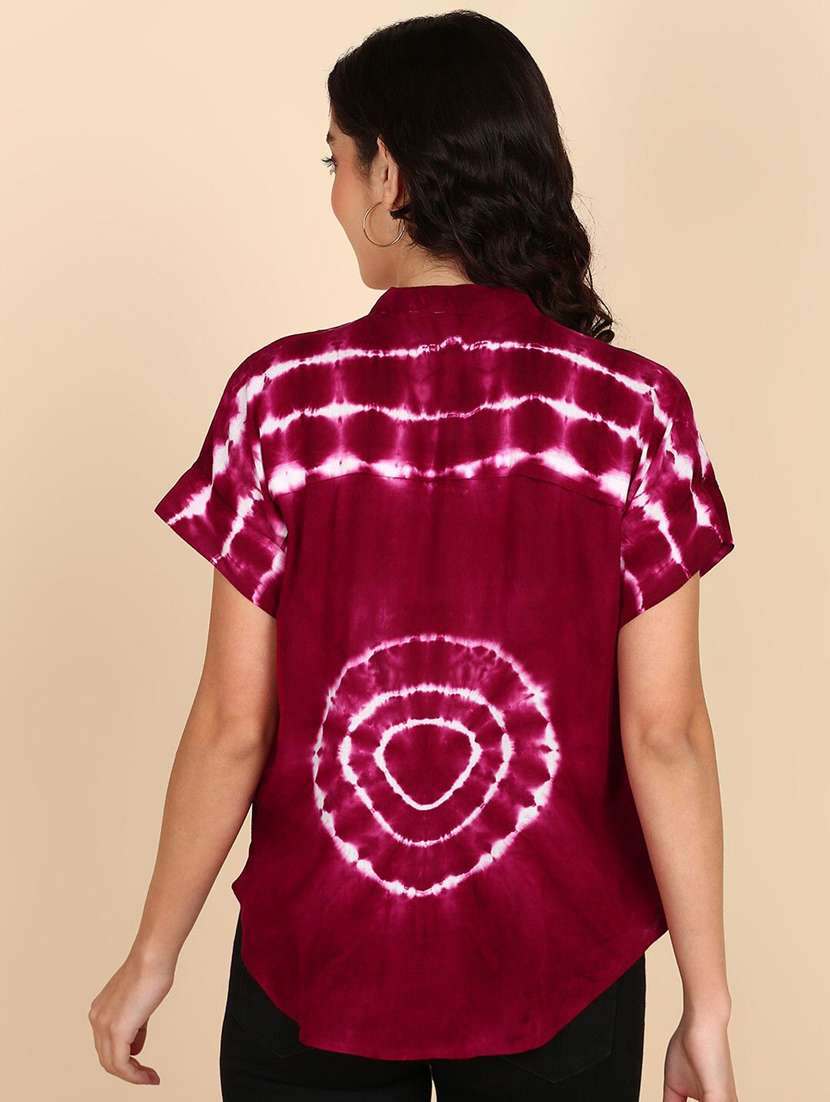 women tie & dye short sleeve regular top - 22407081 -  Standard Image - 2
