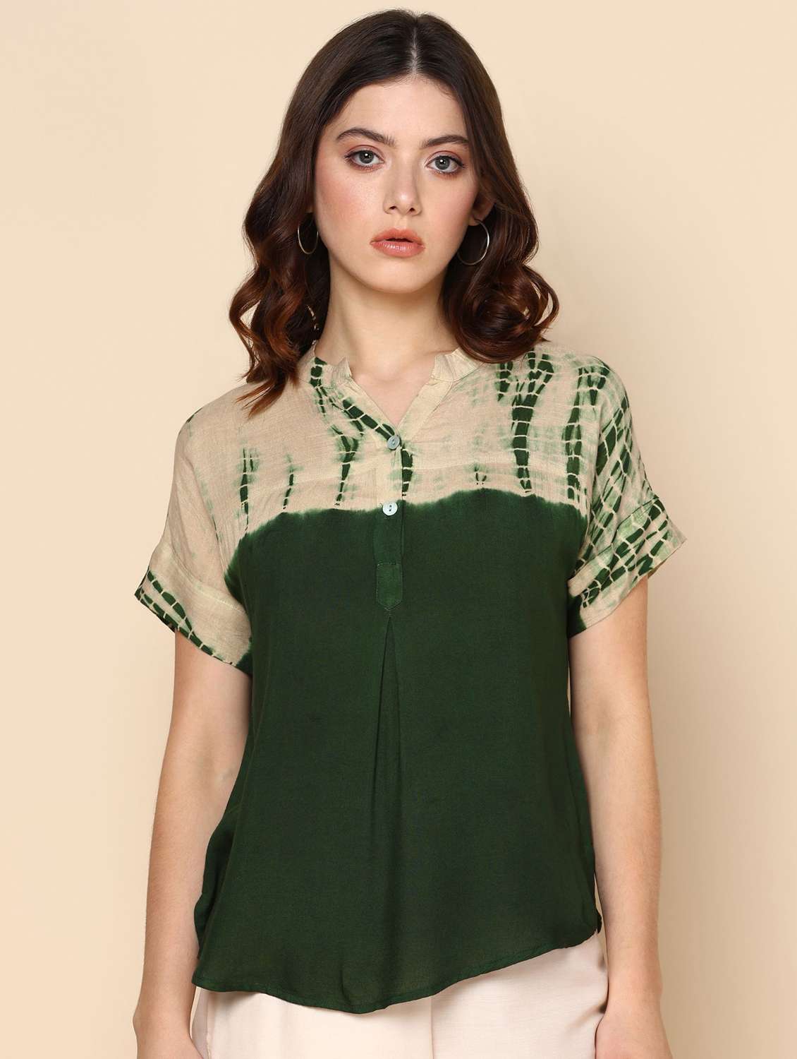 women tie & dye short sleeve regular top