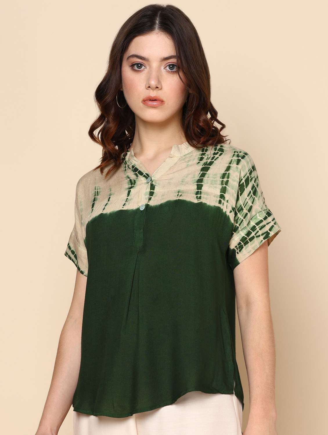 women tie & dye short sleeve regular top - 22407083 -  Standard Image - 2