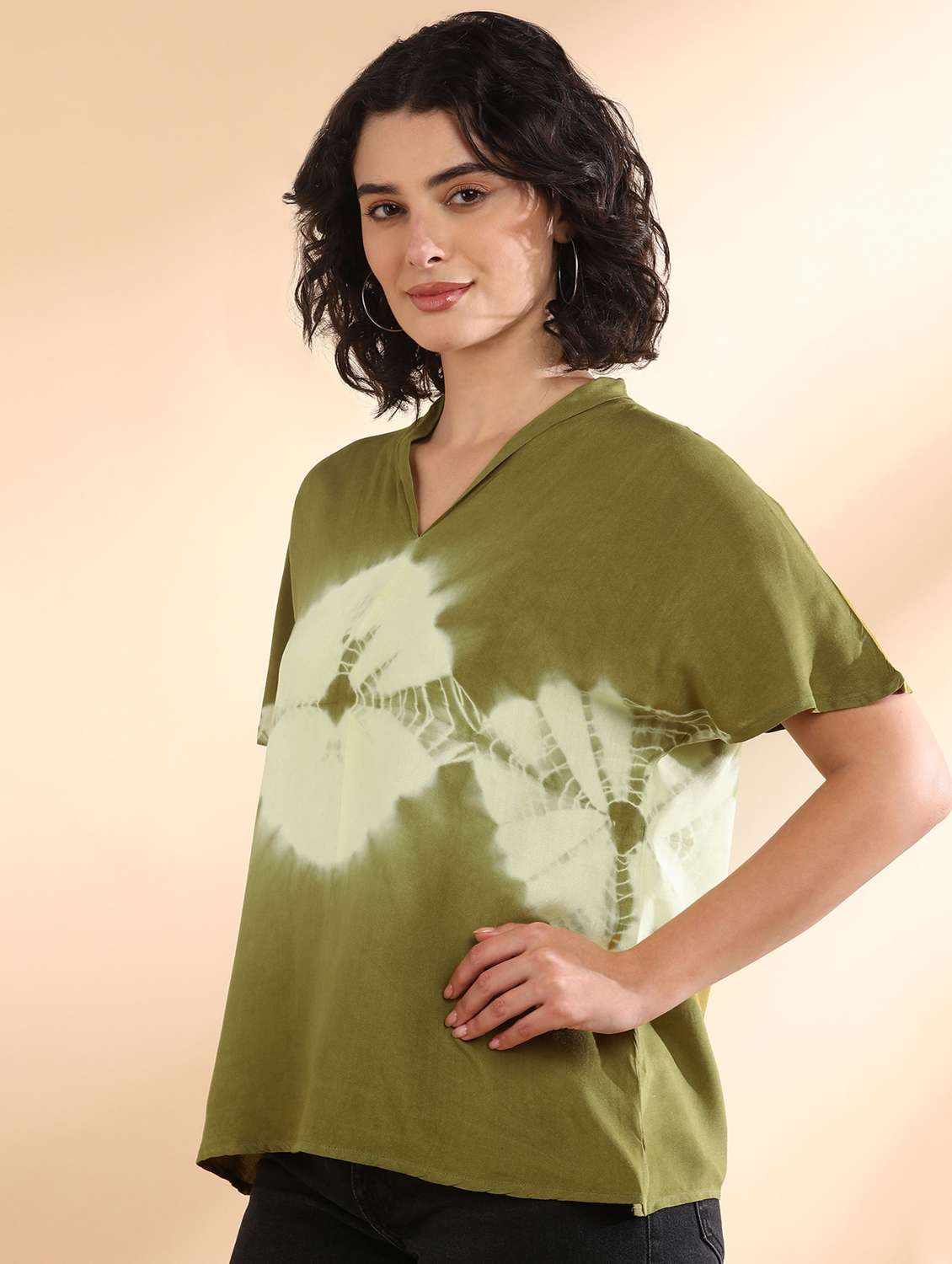 women tie and dyed short sleeve regular top - 22407093 -  Standard Image - 2