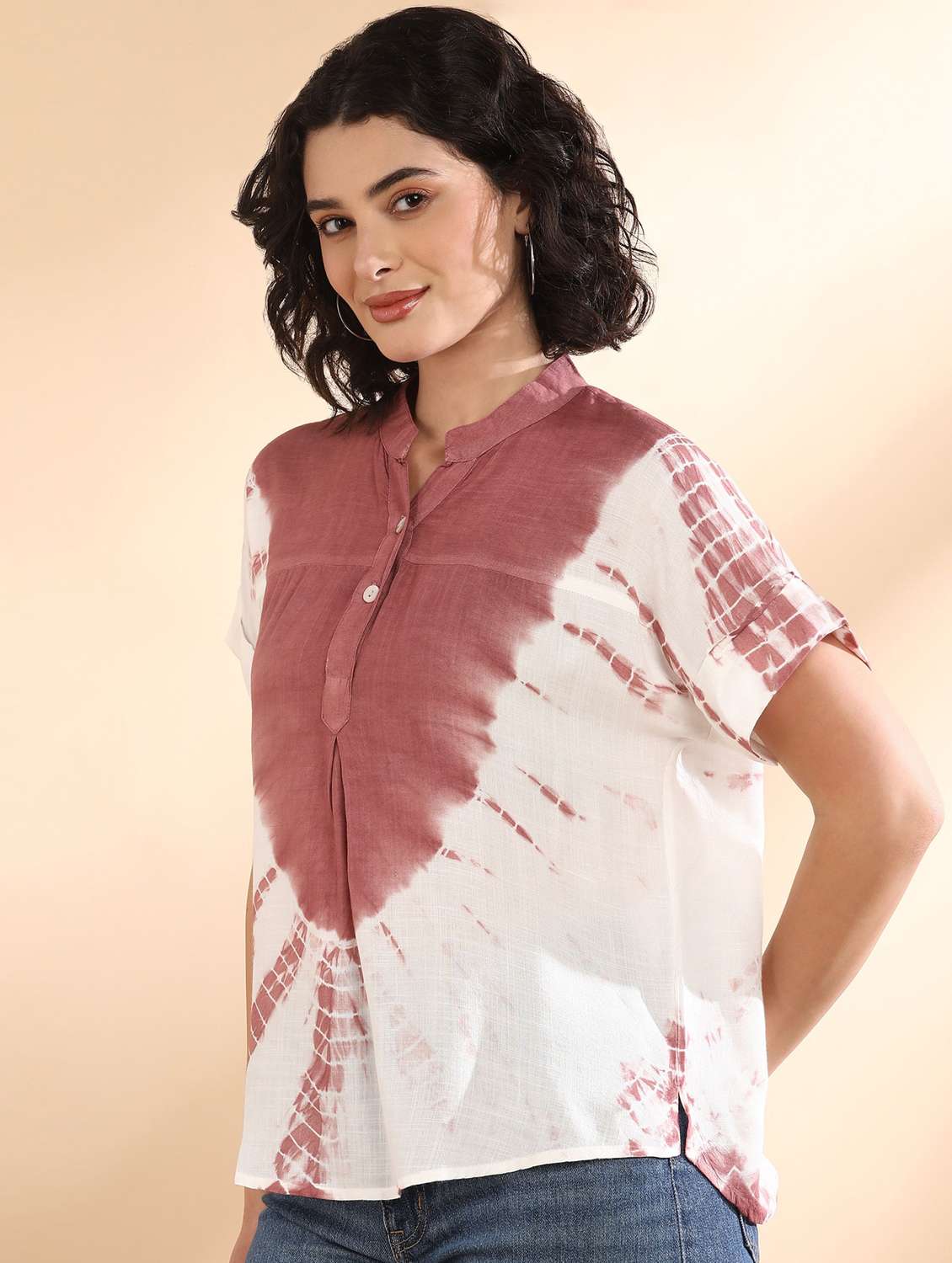 women tie and dyed short sleeve regular top - 22407124 -  Standard Image - 2