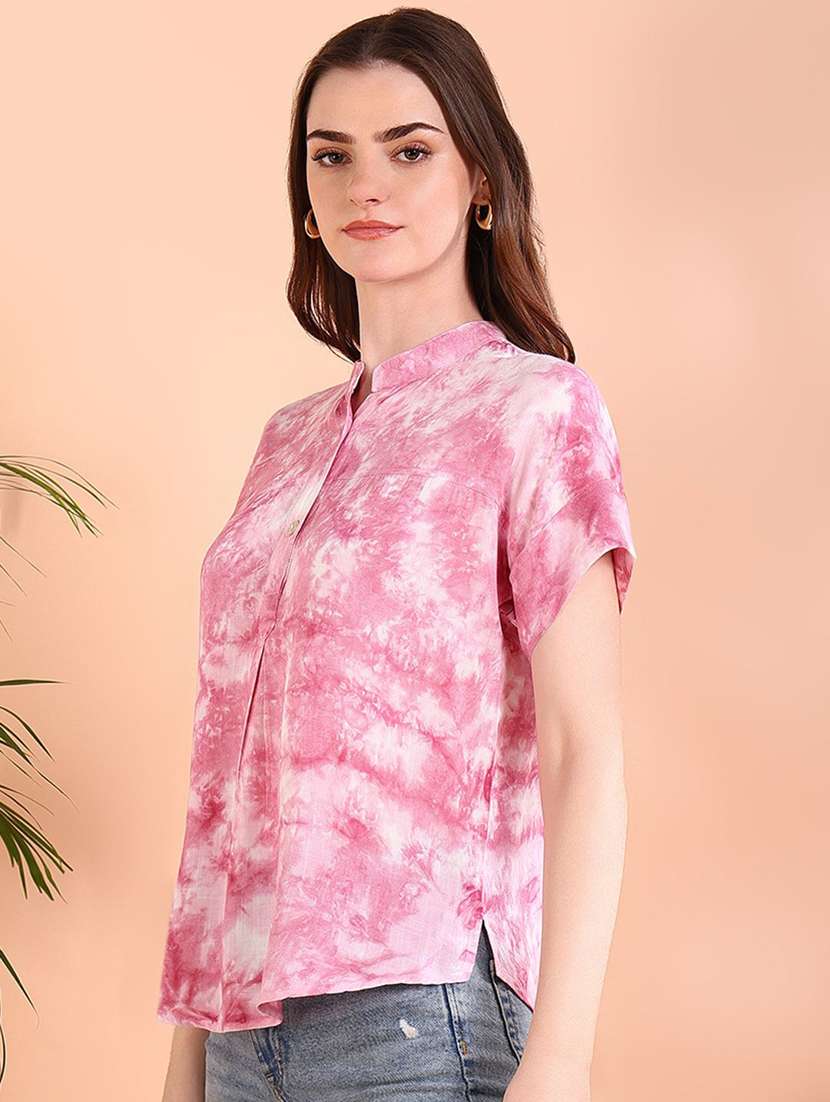 women tie & dye short sleeve regular top - 22407128 -  Standard Image - 2