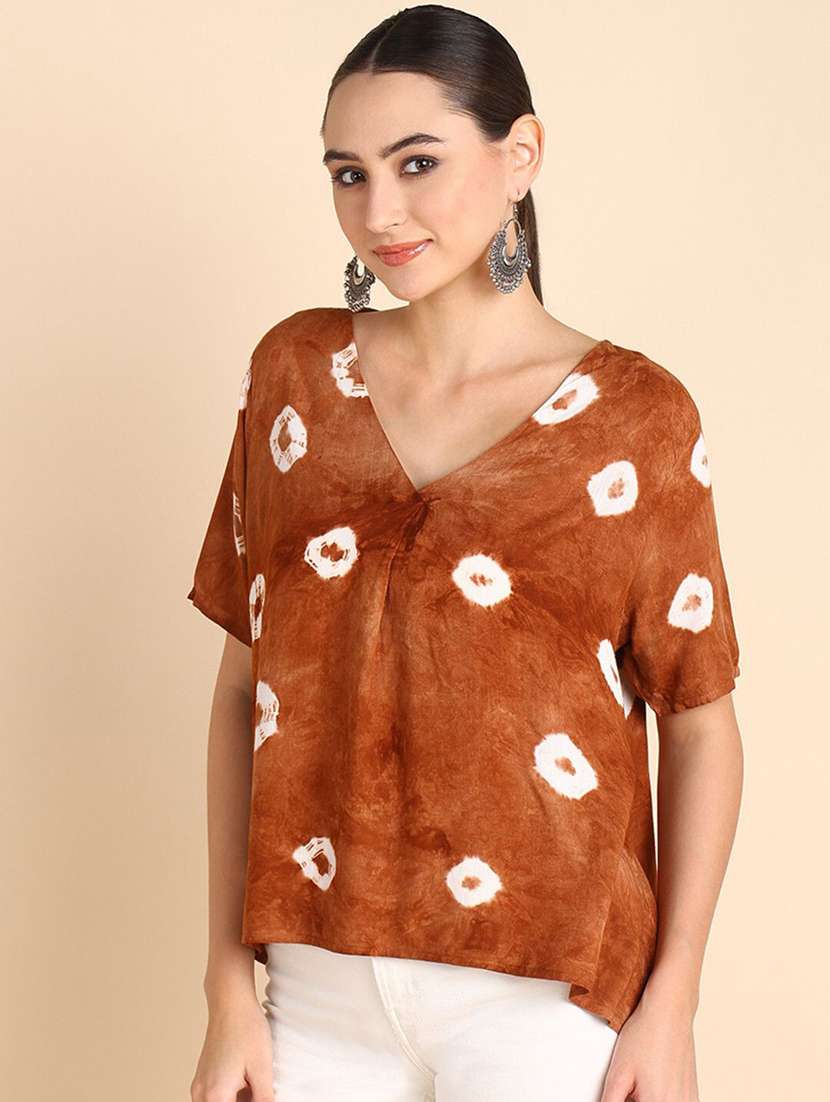 women tie & dye short sleeve regular top - 22407131 -  Standard Image - 2