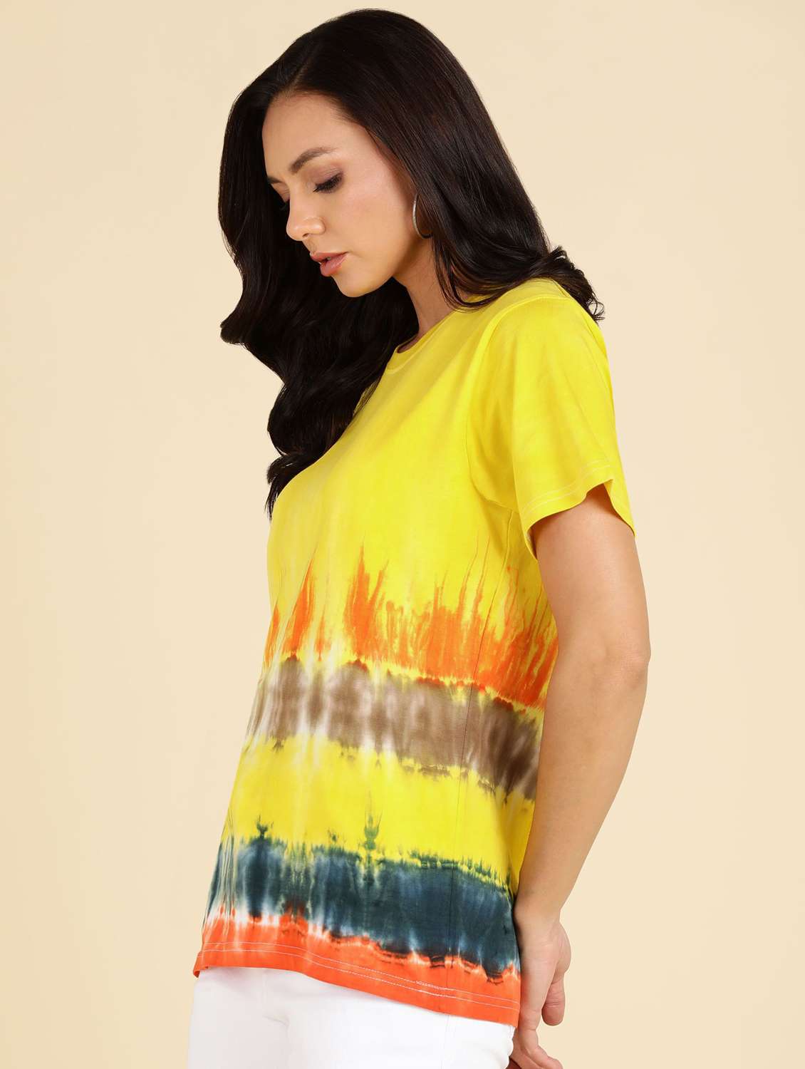 women tie & dye short sleeve regular top