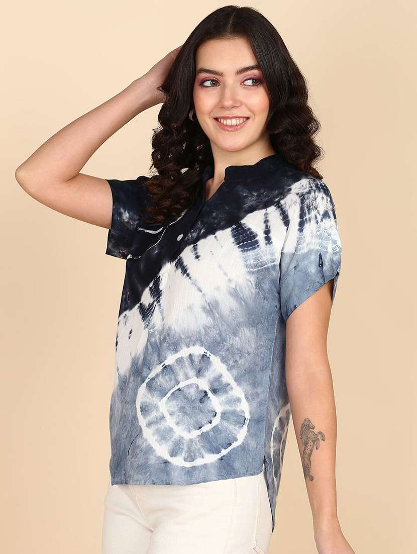 women tie & dye short sleeve regular top - 22407140 -  Standard Image - 2