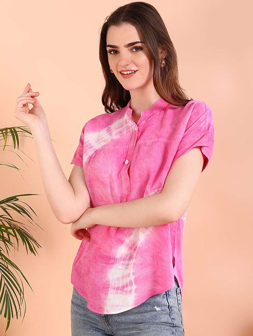 Women Tie & Dye Short Sleeve Regular Top - 22407148 -  Standard Image - 2