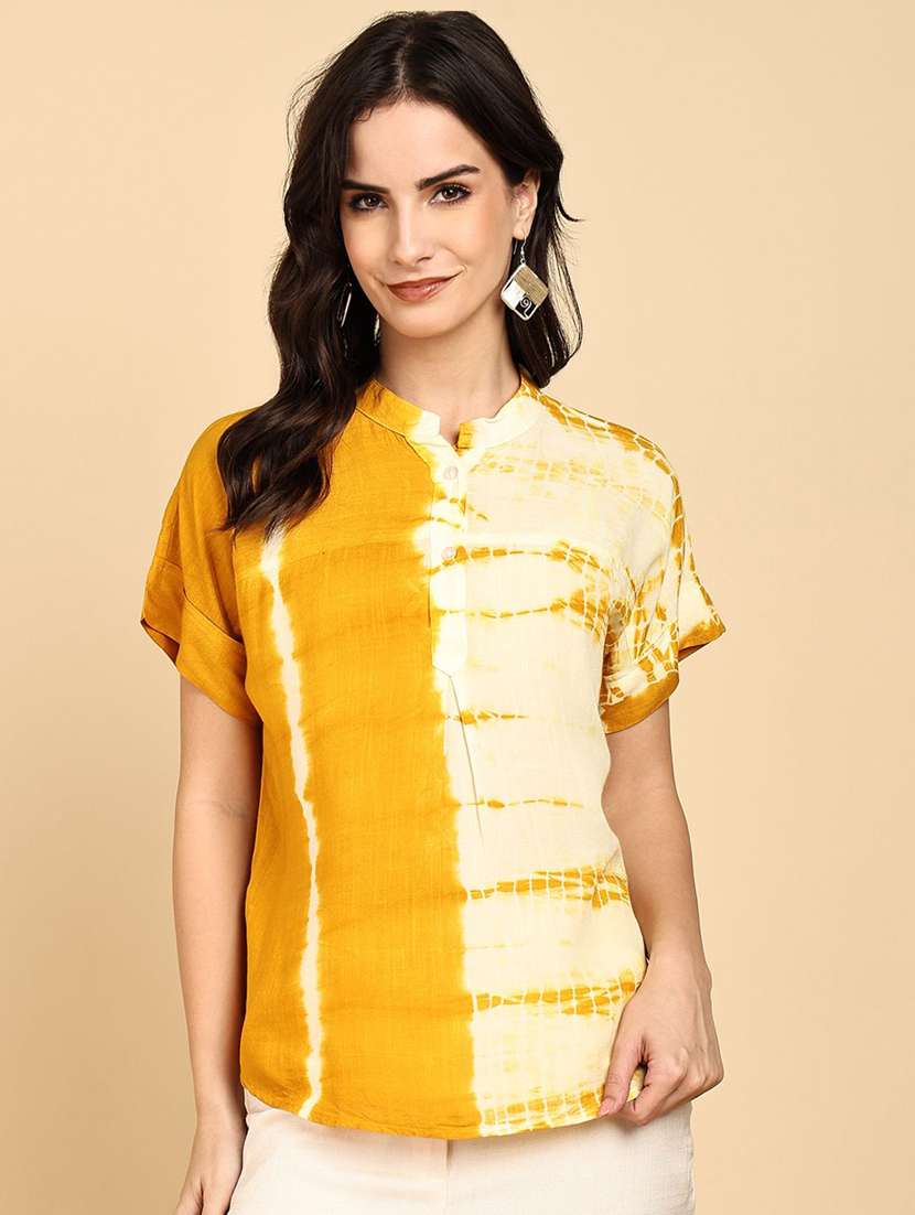 women tie & dye short sleeve regular top