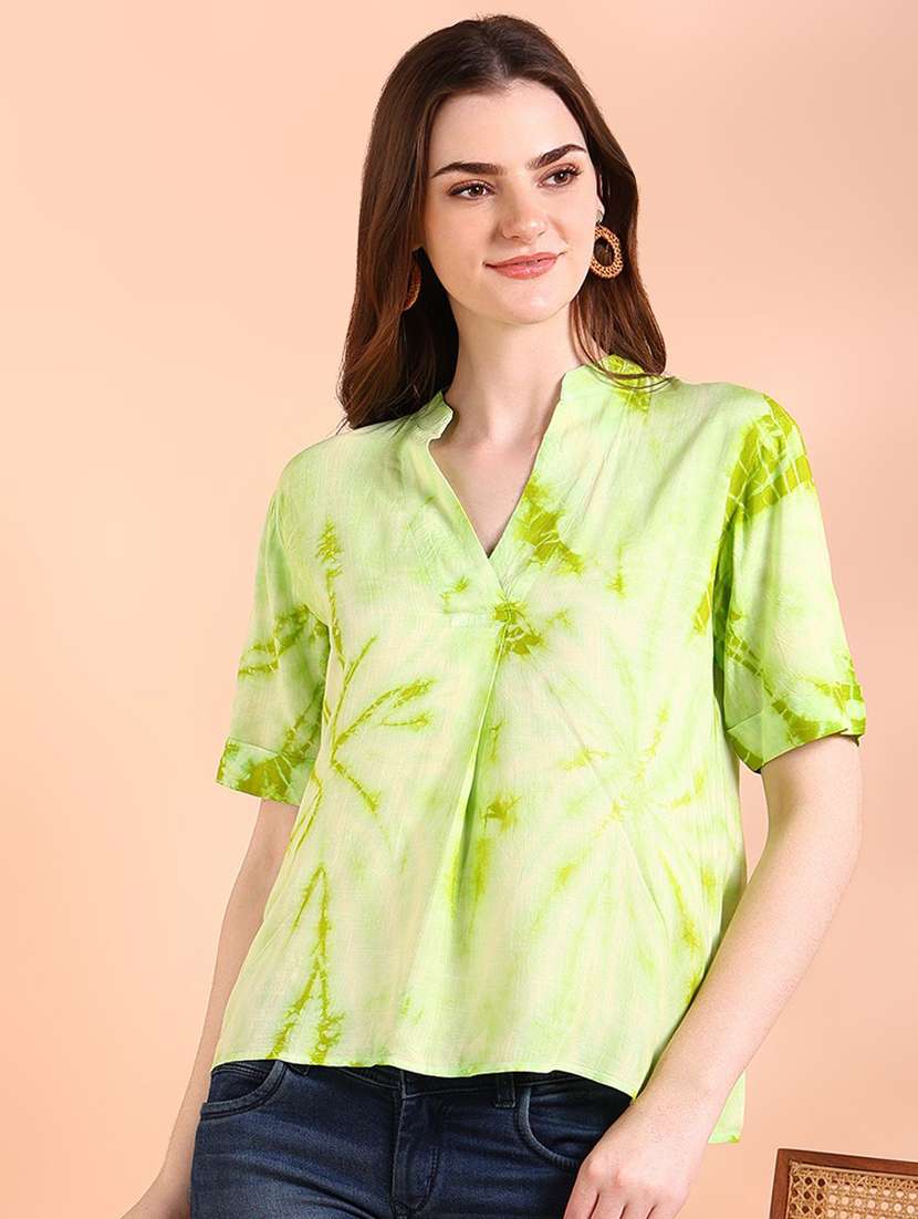 women tie & dye short sleeve regular top