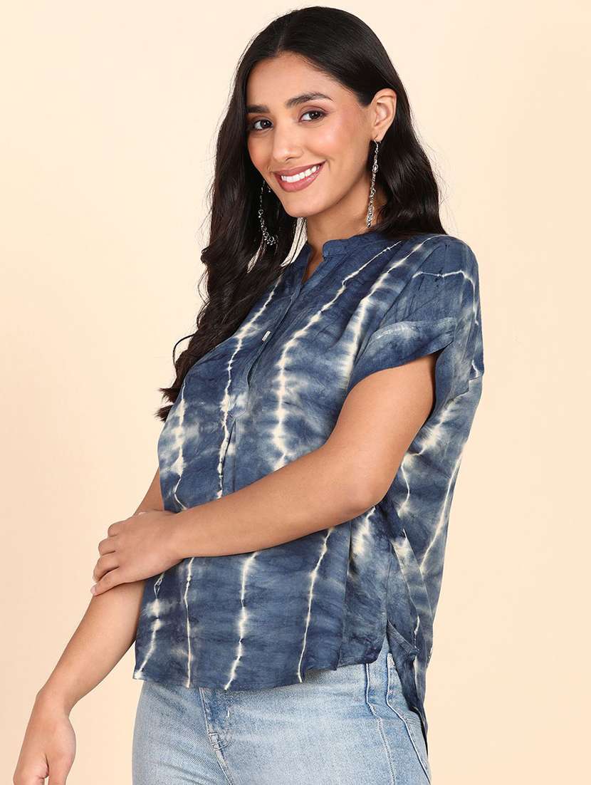women tie & dye short sleeve regular top - 22407175 -  Standard Image - 2