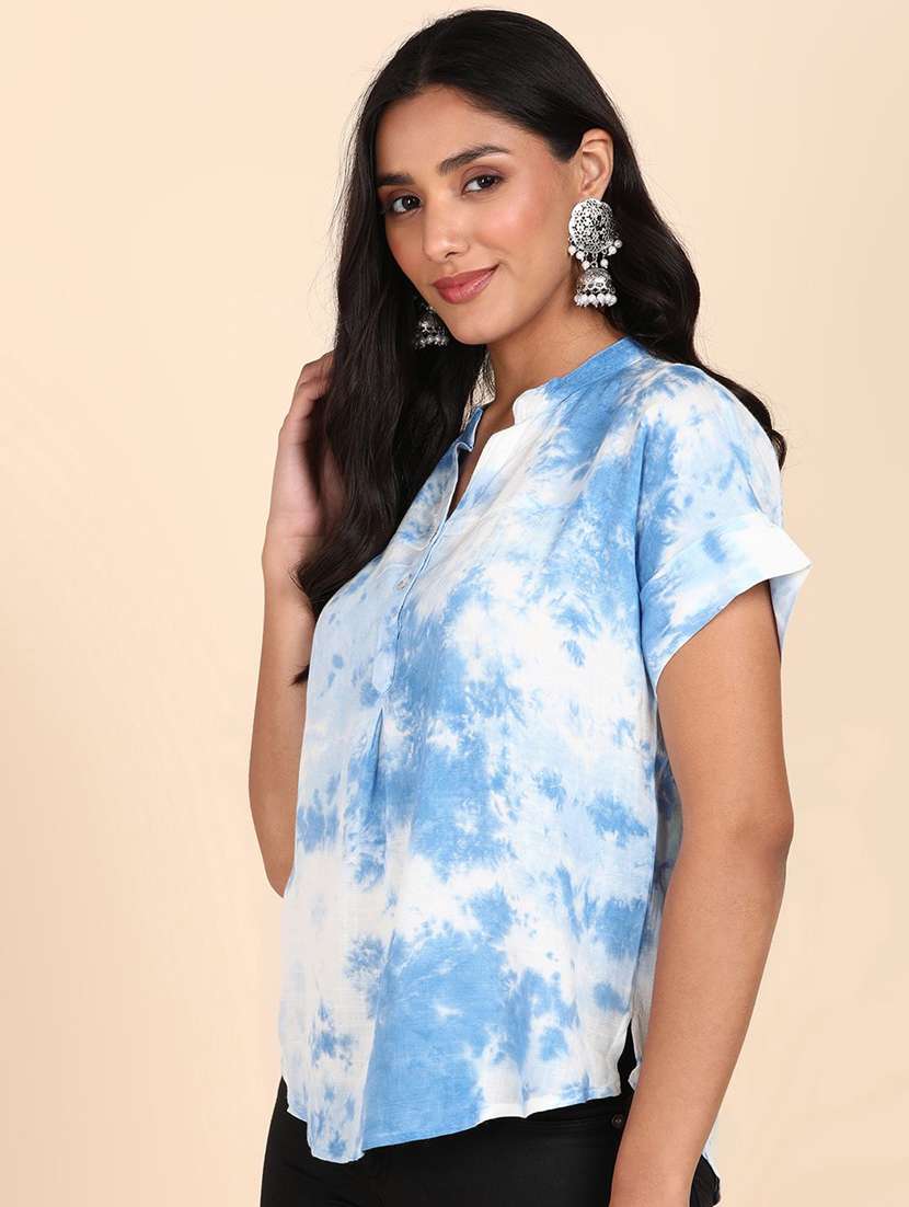 women tie & dye short sleeve regular top - 22407178 -  Standard Image - 2