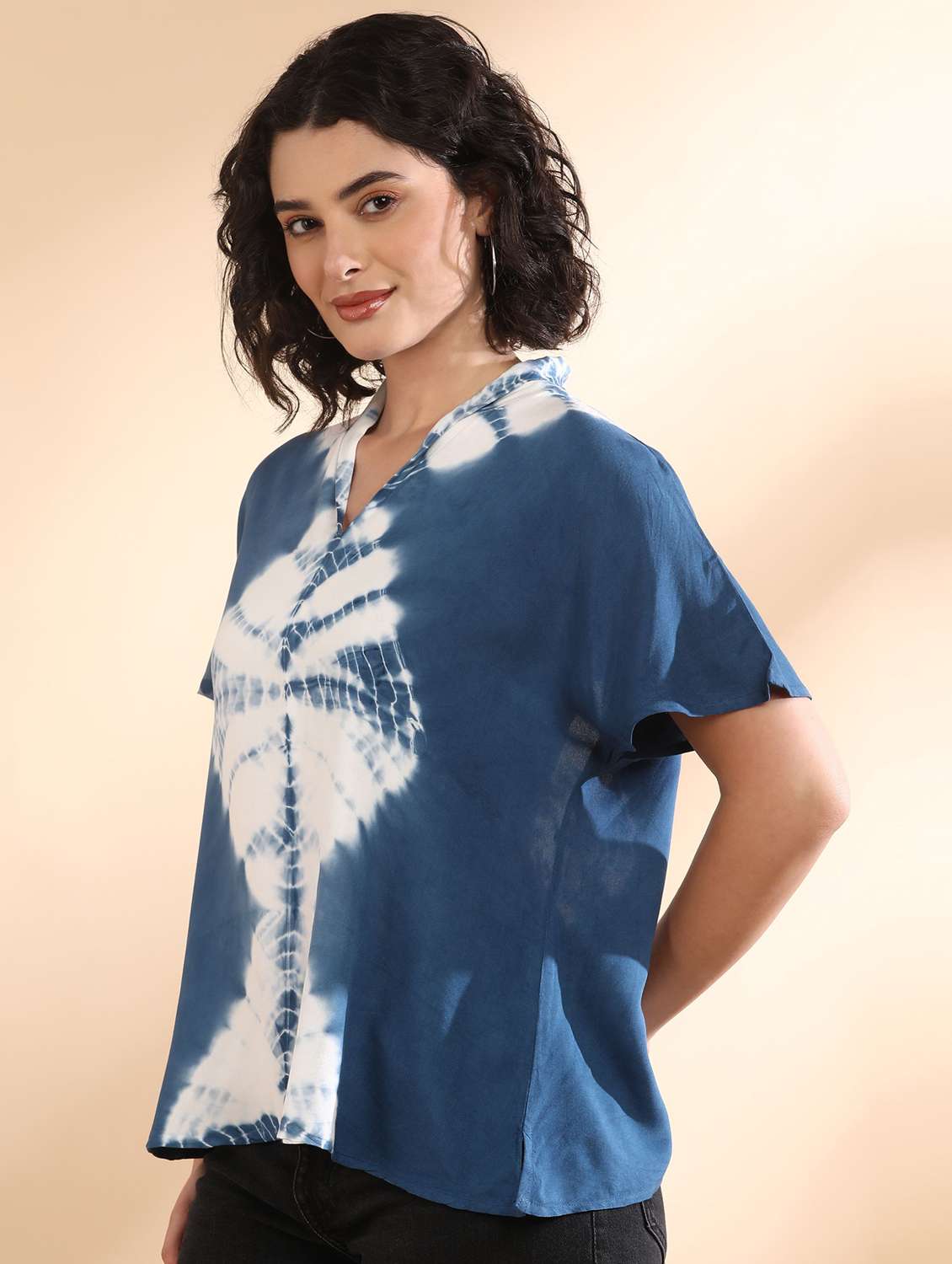 women tie and dyed short sleeve regular top - 22407181 -  Standard Image - 2