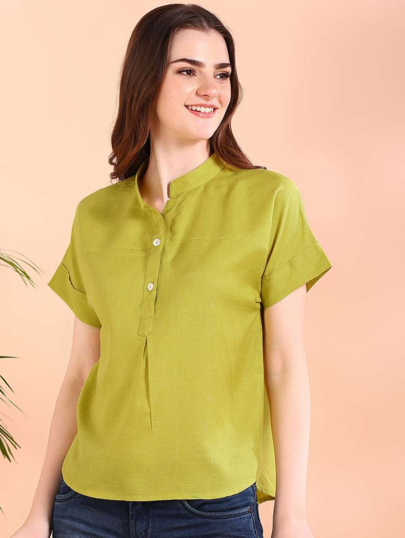 women solid short sleeve regular top