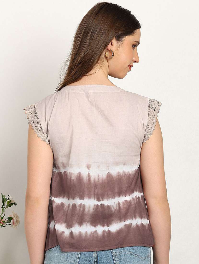 women tie & dye short sleeve regular top - 22407187 -  Standard Image - 2