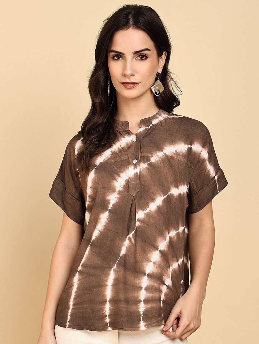 women tie & dye short sleeve regular top - 22407190 -  Standard Image - 2