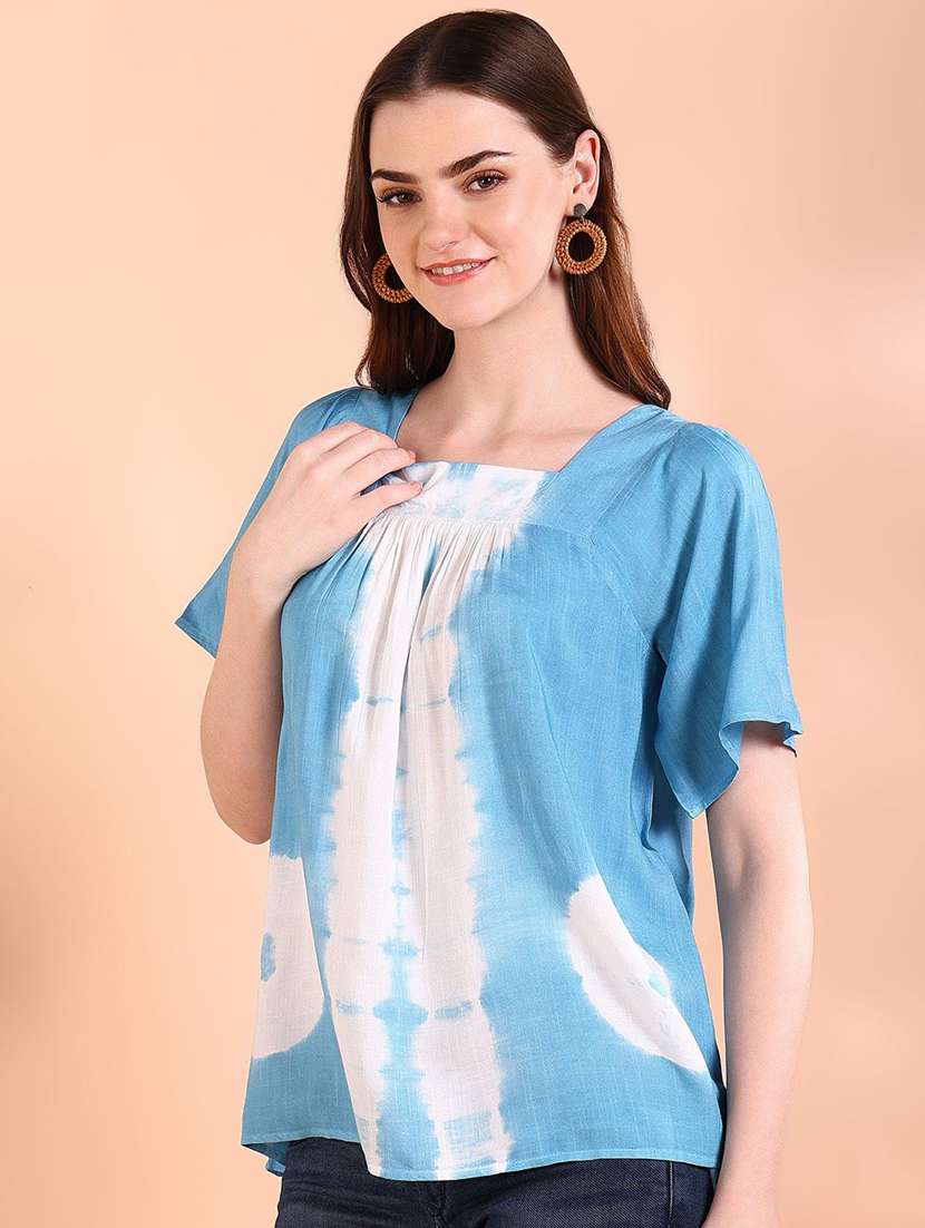 women tie & dye short sleeve a-line top - 22407192 -  Standard Image - 2