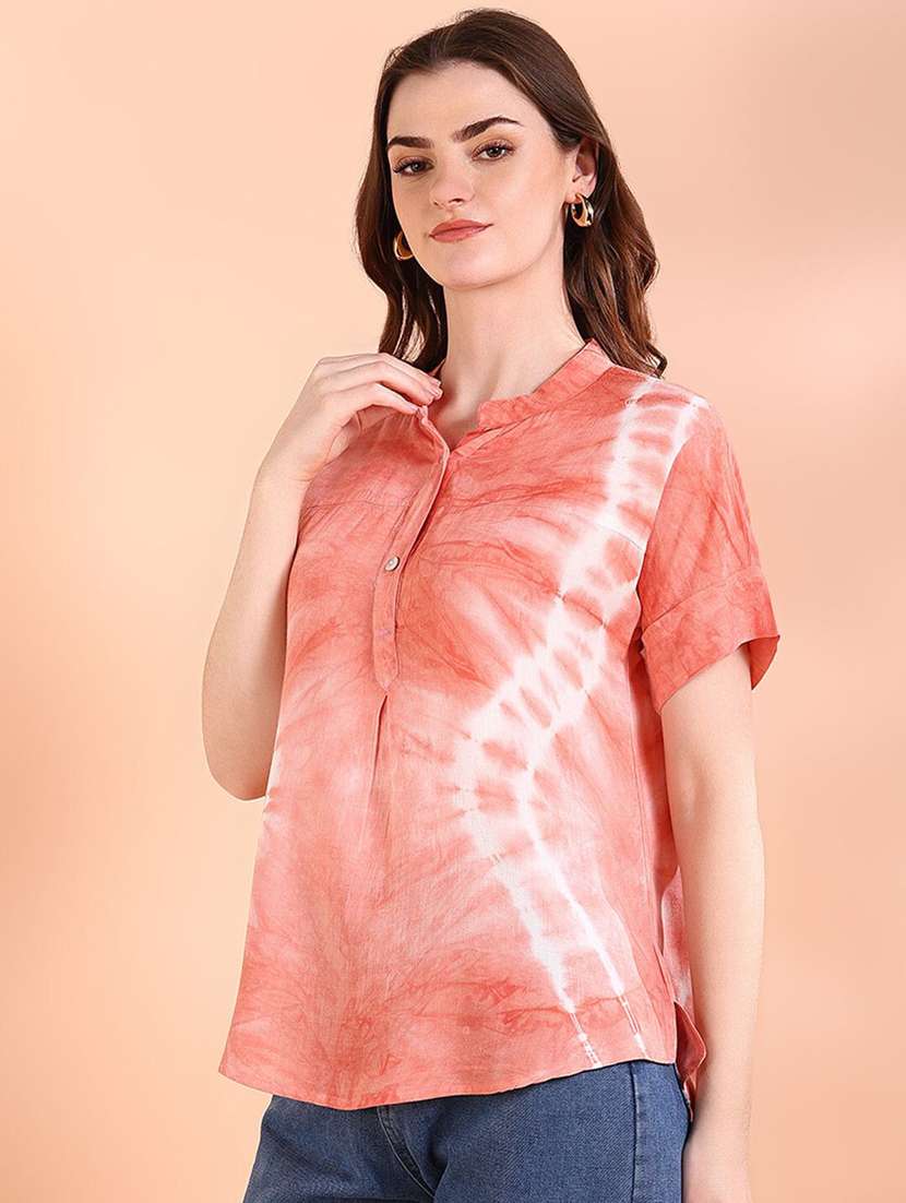 women tie & dye short sleeve regular top - 22407194 -  Standard Image - 2