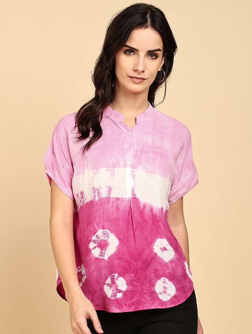 women tie & dye short sleeve regular top