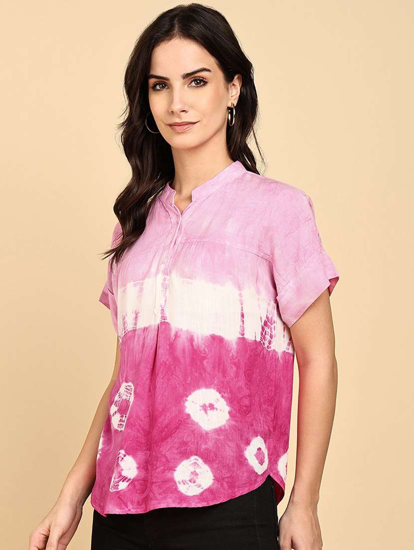 women tie & dye short sleeve regular top - 22407195 -  Standard Image - 2