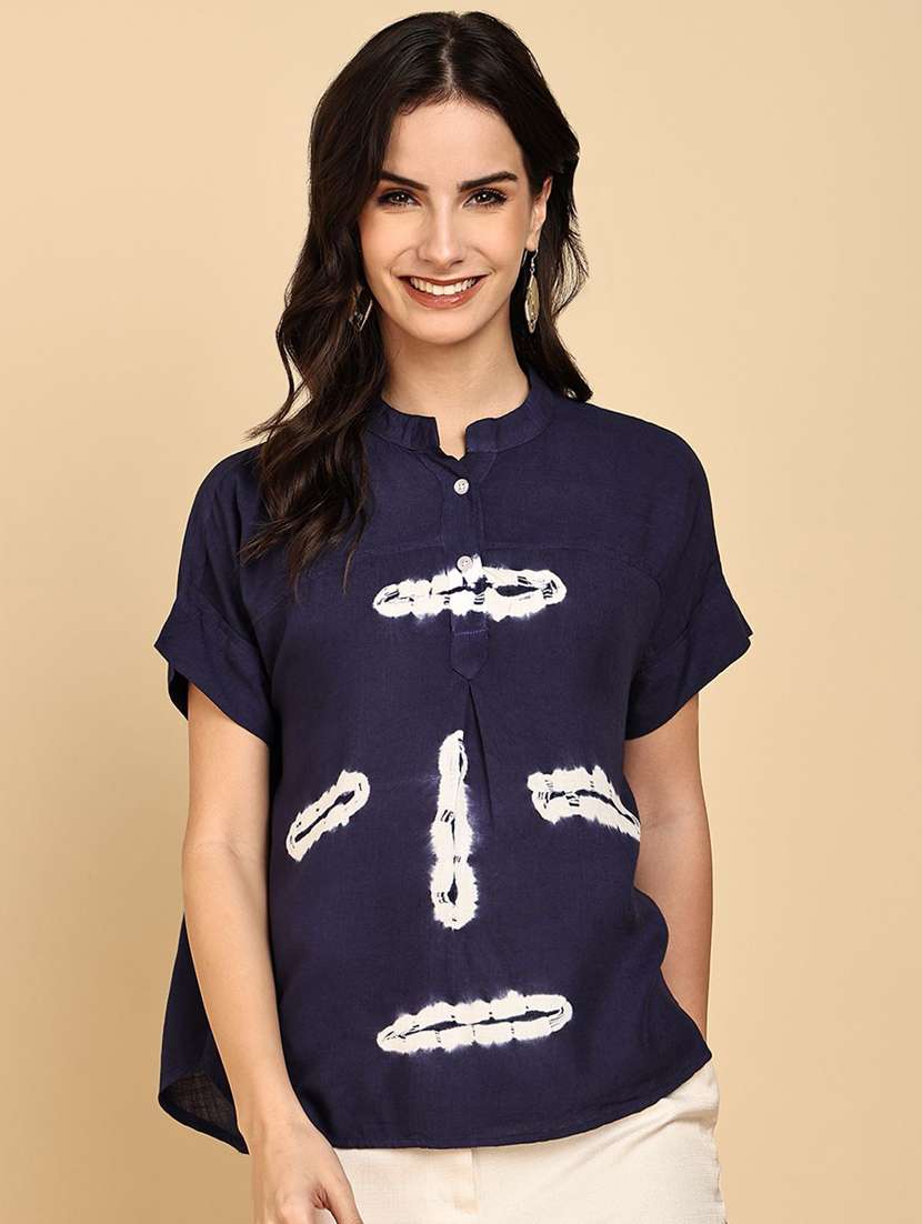 Women Tie & Dye Short Sleeve Regular Top - 22407201 -  Standard Image - 2