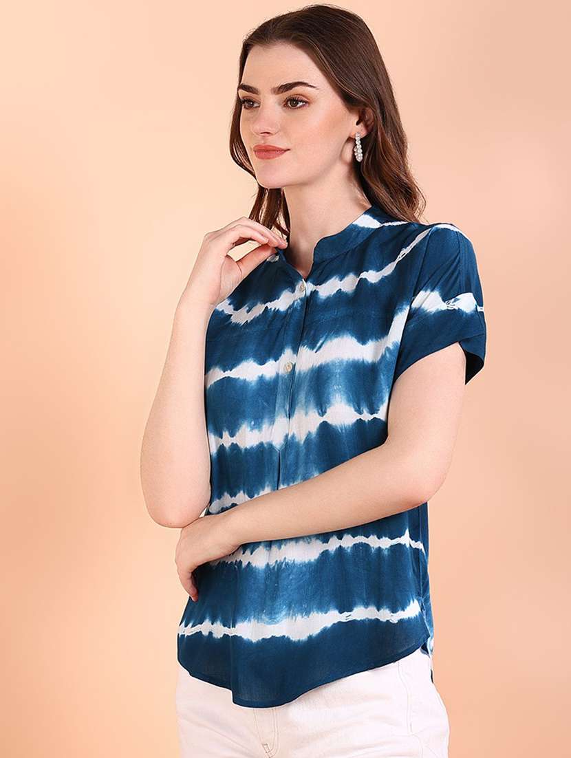 women tie & dye short sleeve regular top - 22407202 -  Standard Image - 2