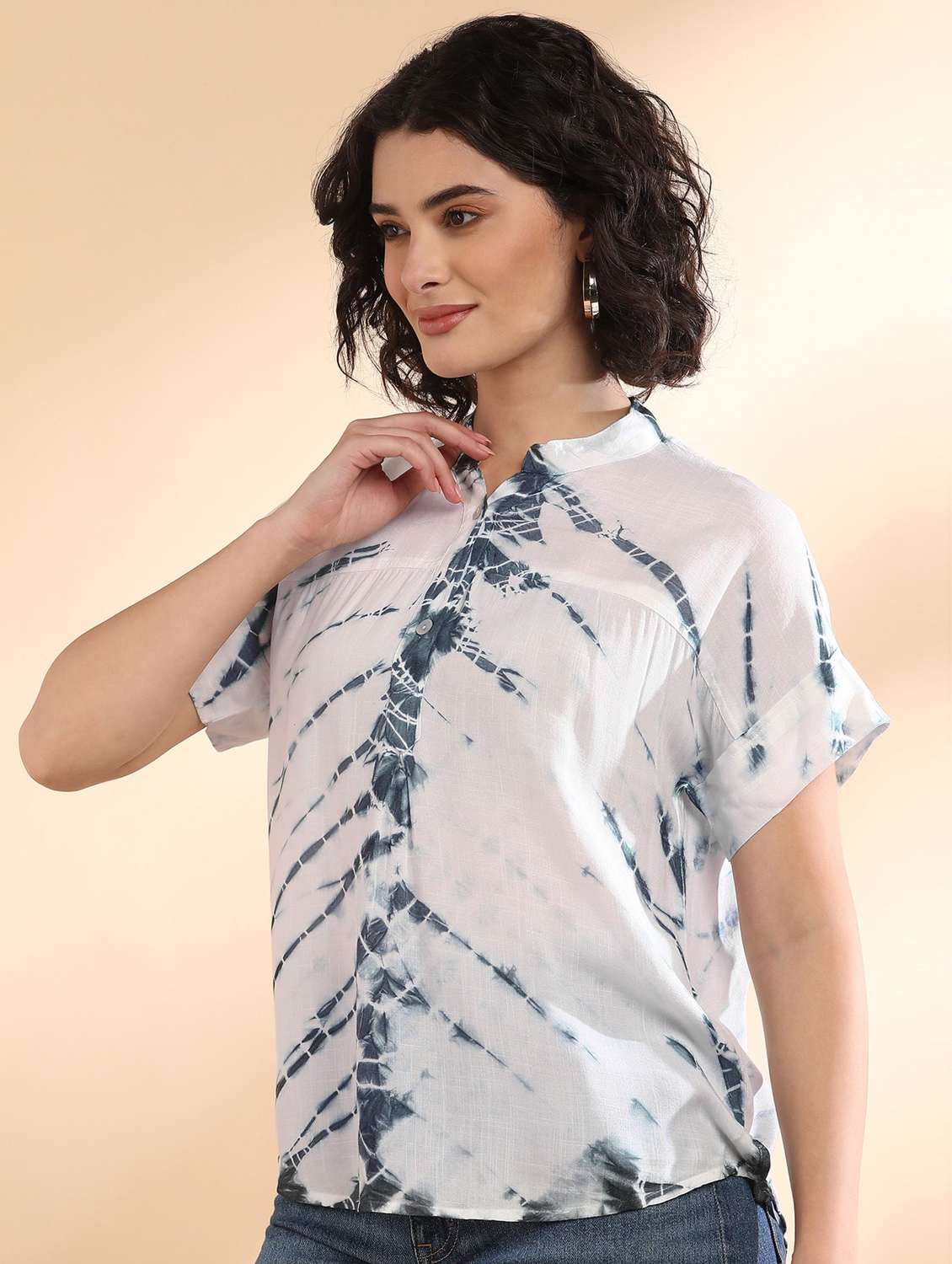 women tie and dyed short sleeve regular top - 22407207 -  Standard Image - 2