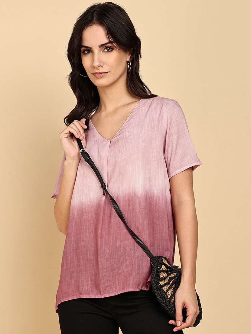 women tie & dye short sleeve regular top - 22407213 -  Standard Image - 2