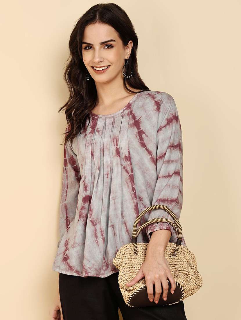 women tie & dye long sleeve regular top - 22407215 -  Standard Image - 2
