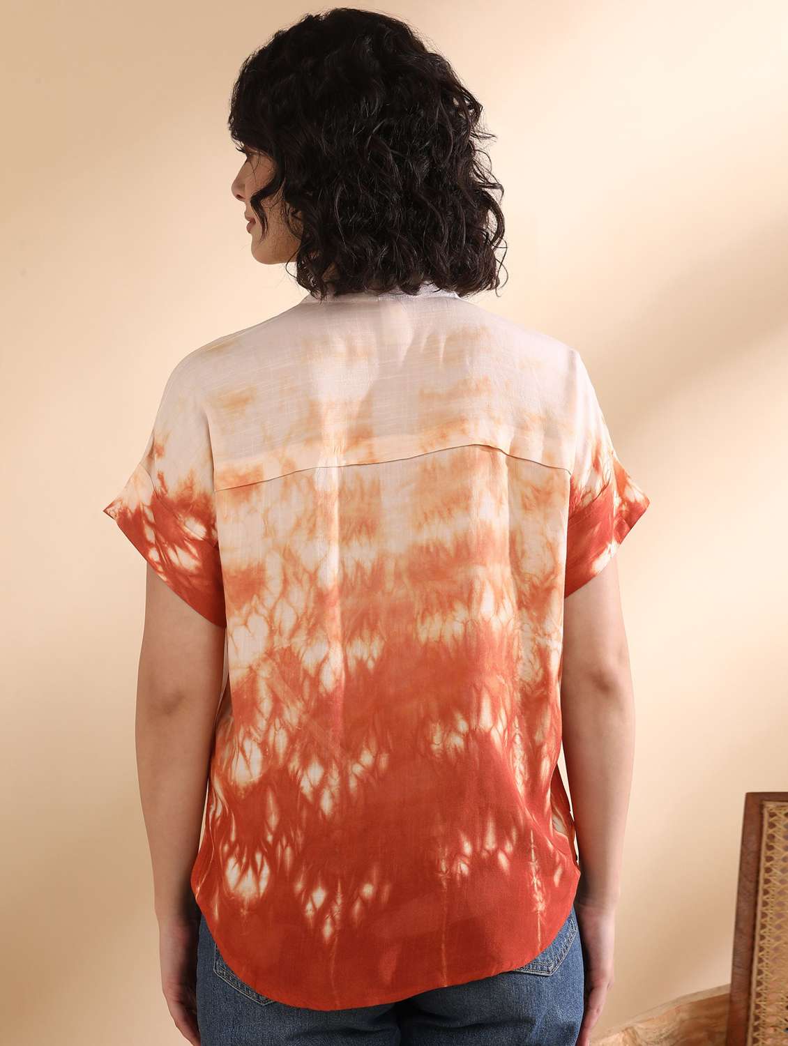 women tie and dyed short sleeve regular top - 22407224 -  Standard Image - 2