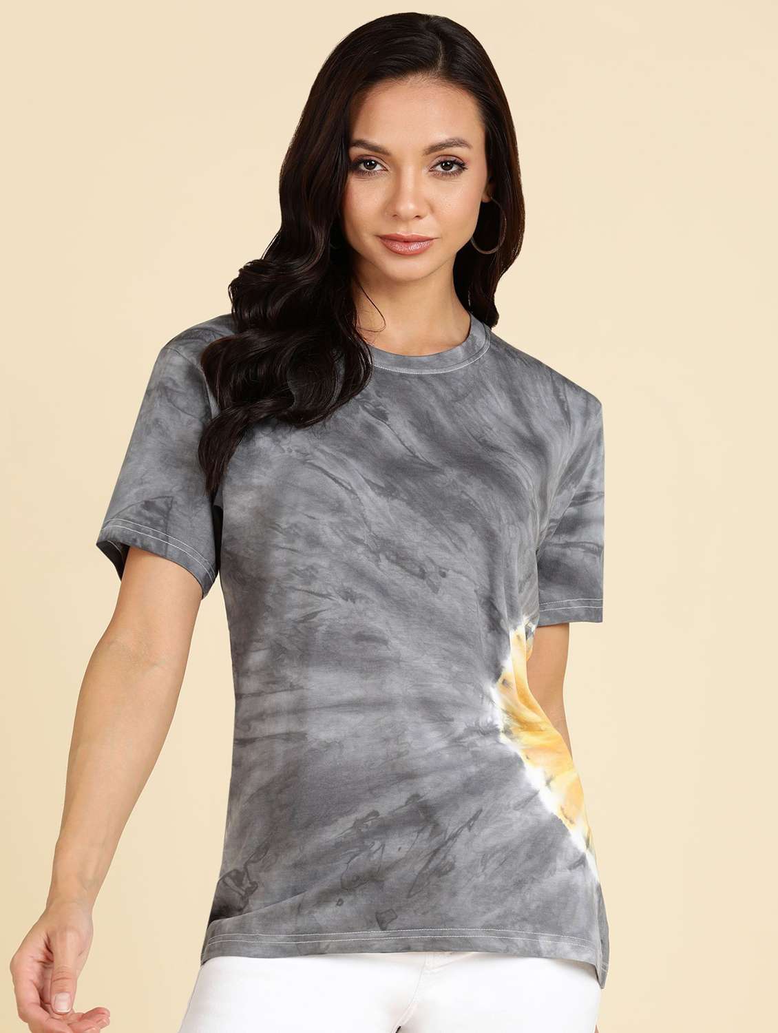 women tie and dyed short sleeve regular top