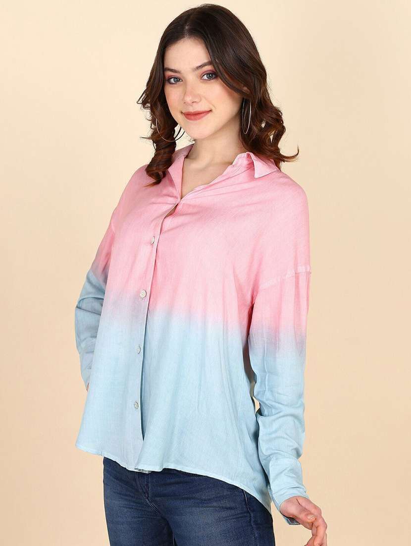 women tie and dyed collared long sleeve shirt - 22407252 -  Standard Image - 2