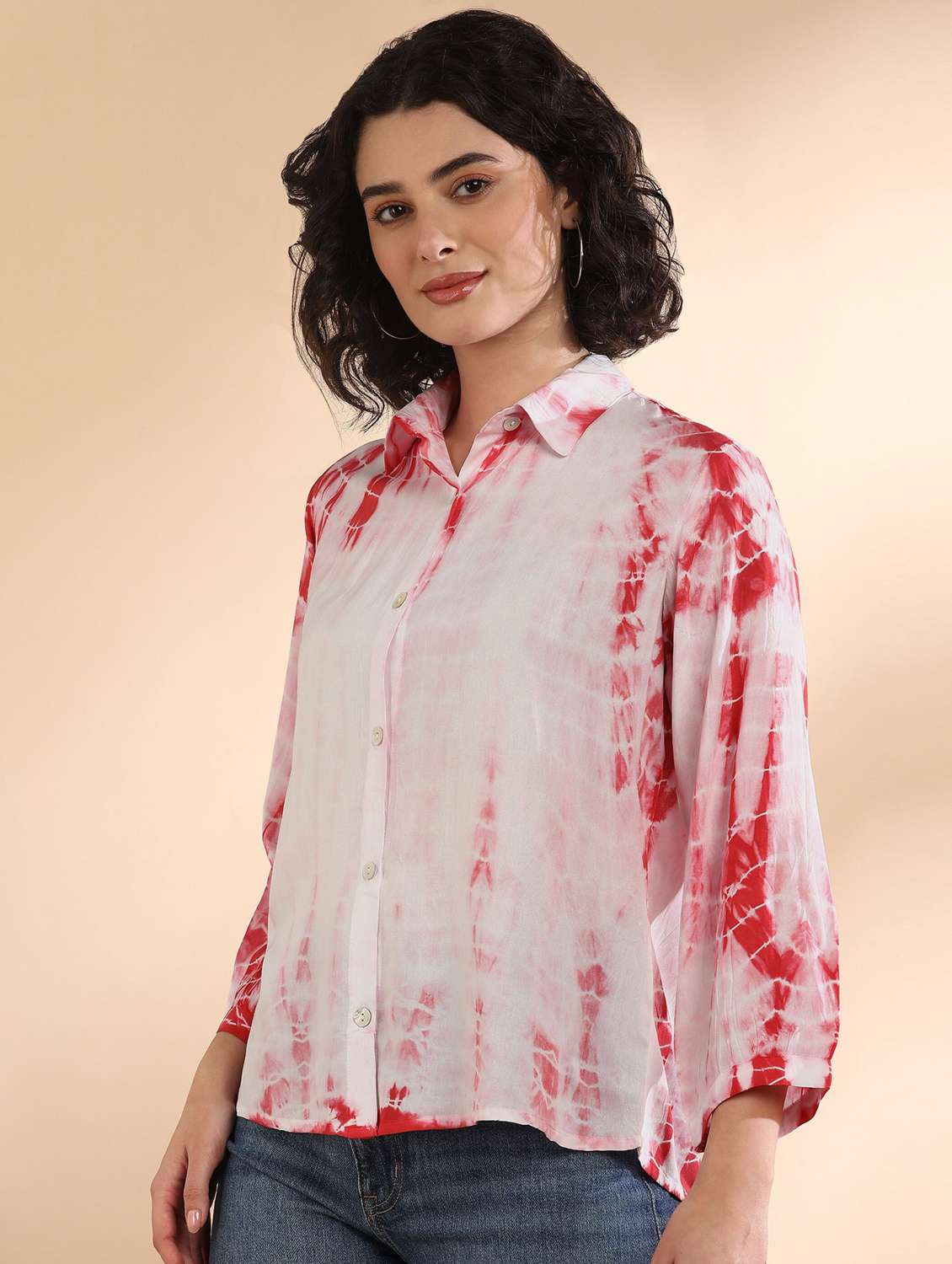 women tie and dyed collared long sleeve shirt - 22407291 -  Standard Image - 2