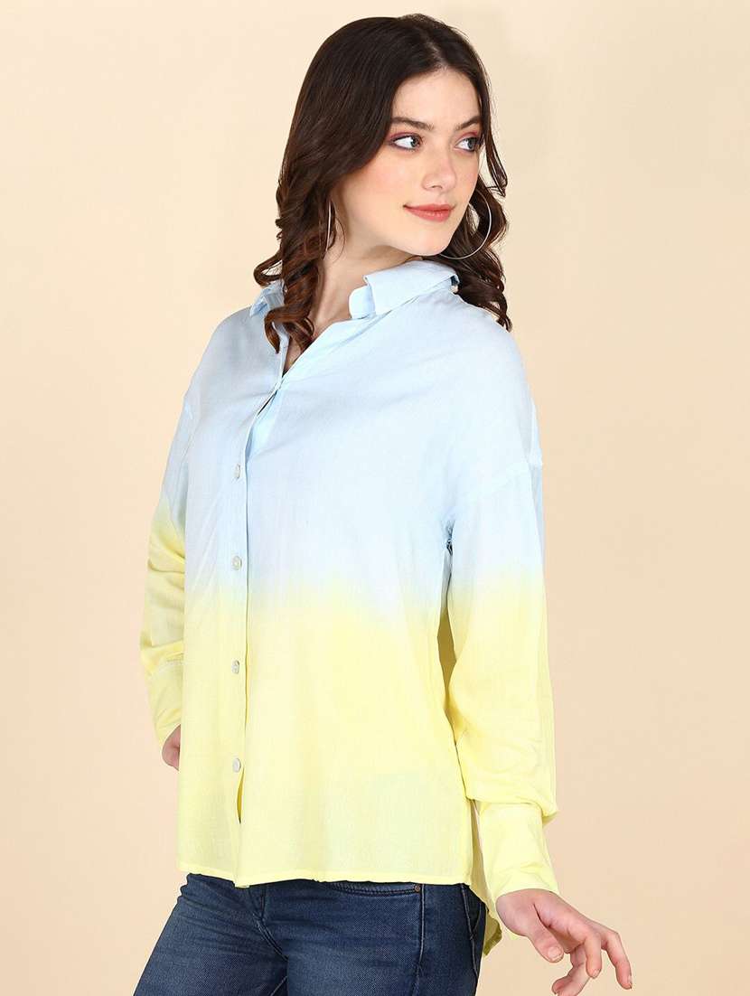 women ombre print collared long sleeve shirt - 22407317 -  Standard Image - 2