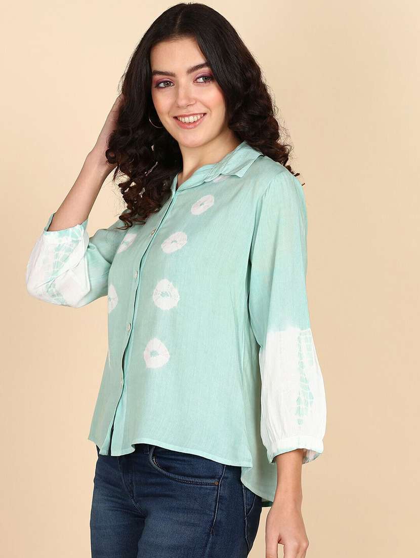women tie and dyed collared long sleeve shirt - 22407331 -  Standard Image - 2