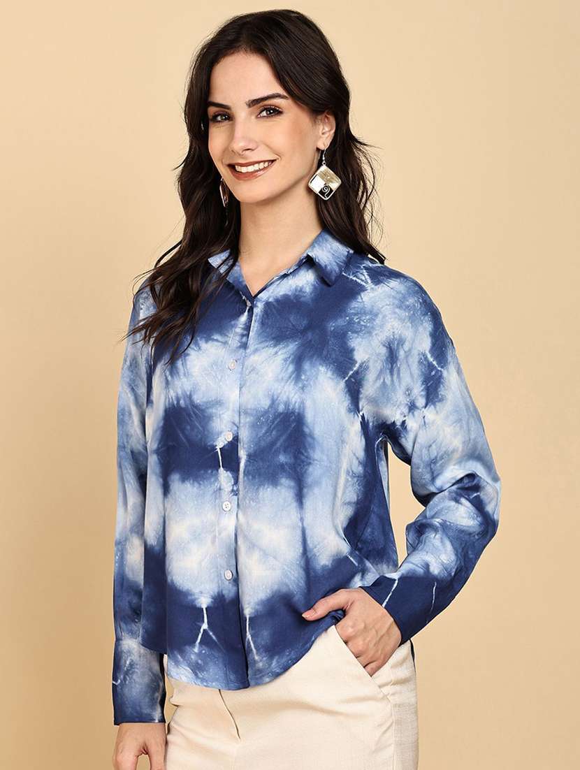 women tie and dyed collared long sleeve shirt - 22407357 -  Standard Image - 2