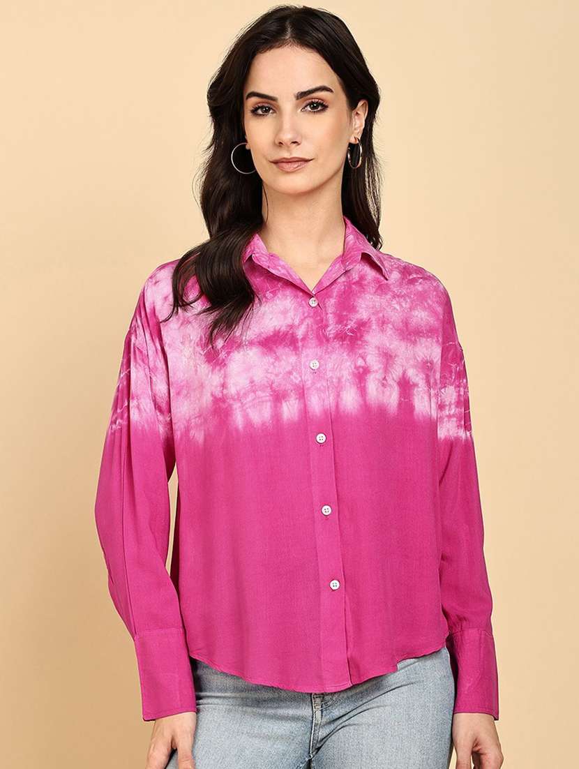 women tie and dyed collared long sleeve shirt - 22407374 -  Standard Image - 2