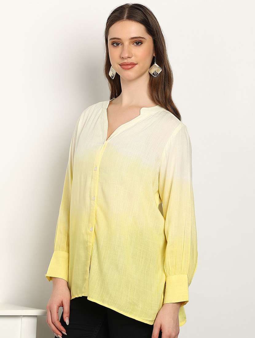 women solid yellow viscose regular shirt - 22407388 -  Standard Image - 2