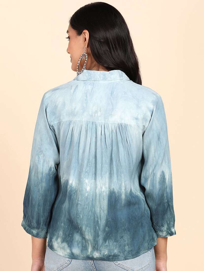 women tie and dyed collared long sleeve shirt - 22407401 -  Standard Image - 2