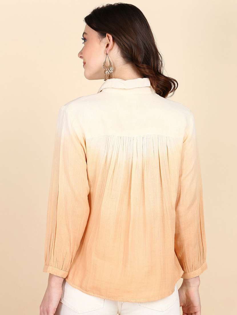 Women Ombre Print Collared Long Sleeve Shirt - 22407402 -  Standard Image - 2