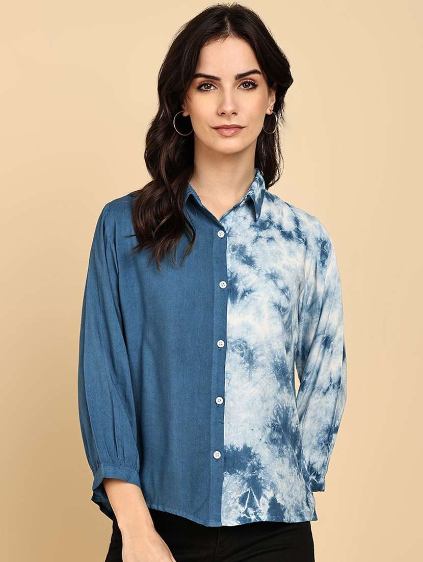 women tie and dyed collared long sleeve shirt - 22407424 -  Standard Image - 2