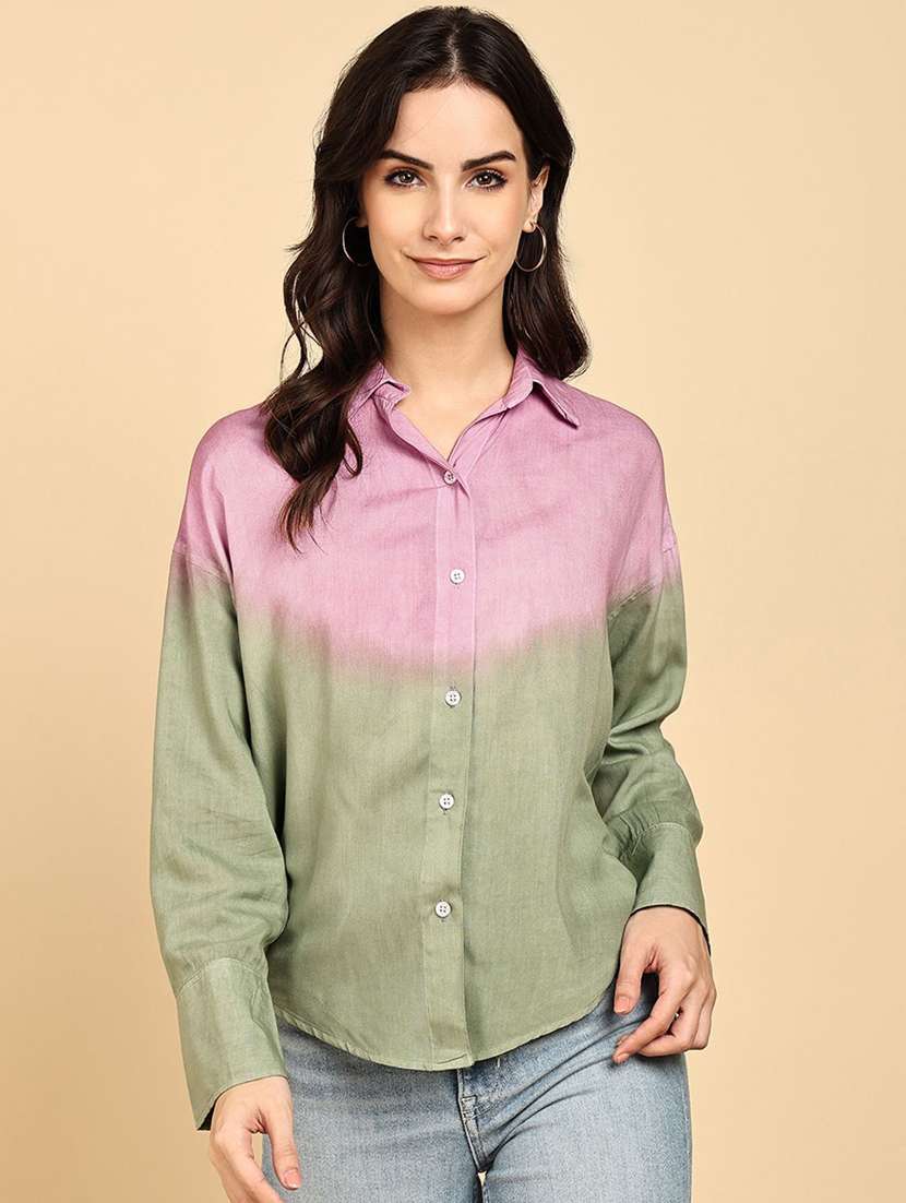 women tie and dyed collared long sleeve shirt - 22407437 -  Standard Image - 2