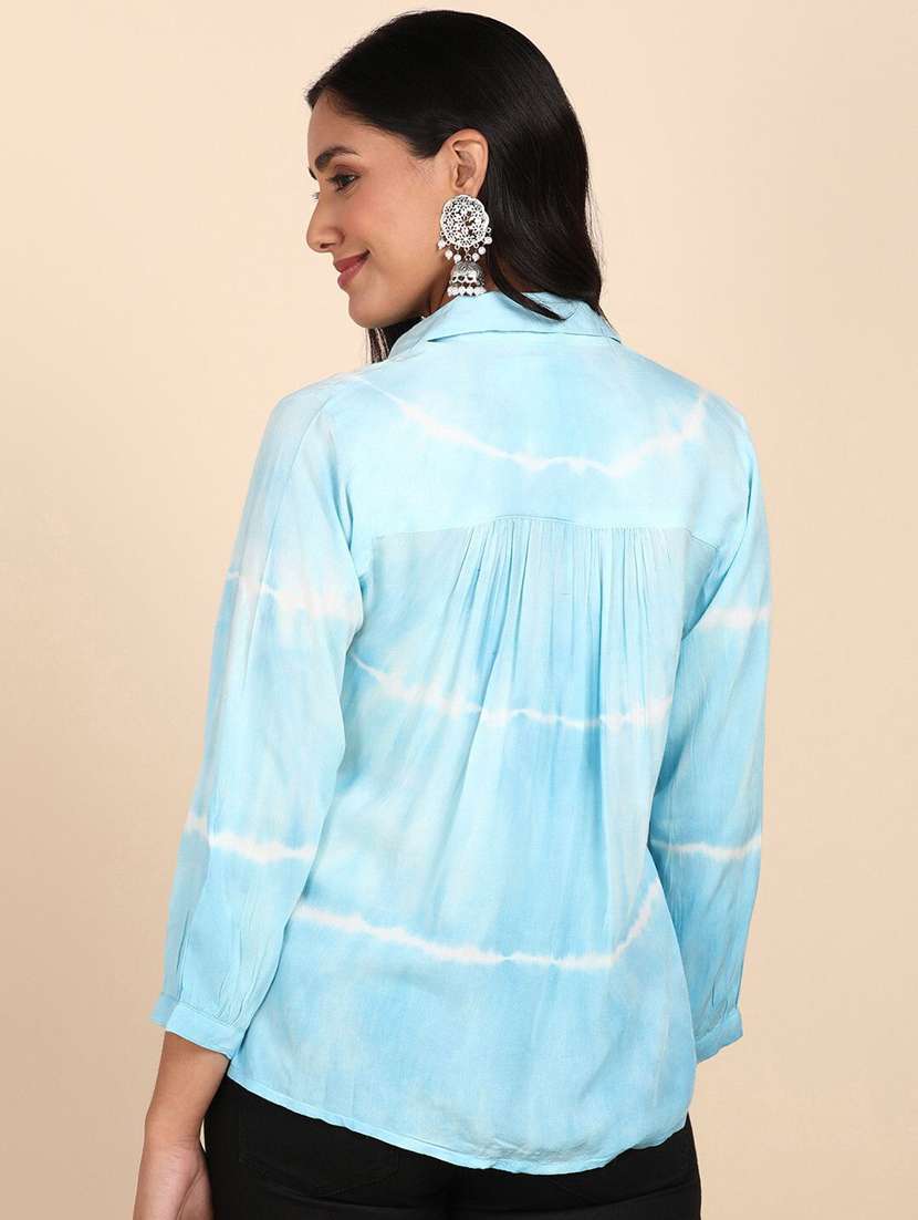 women tie and dyed collared bishop sleeve shirt - 22407491 -  Standard Image - 2