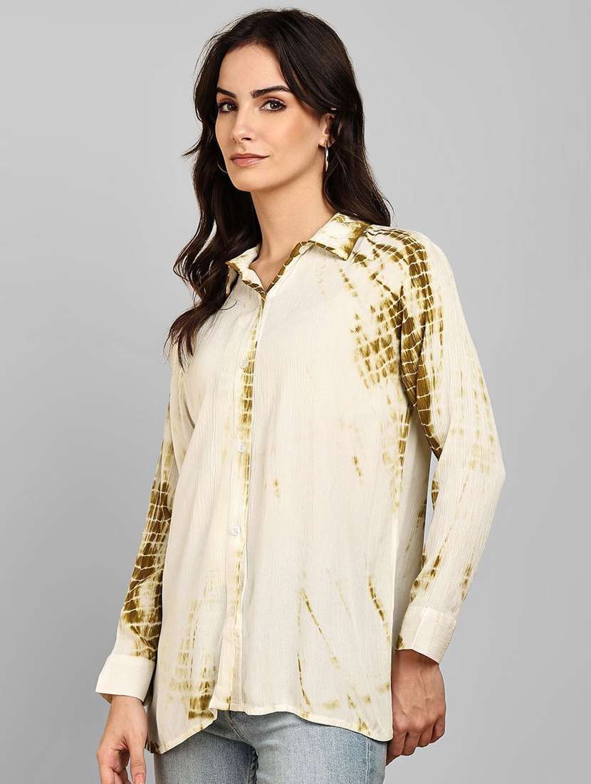 women tie and dyed collared long sleeve shirt - 22407500 -  Standard Image - 2