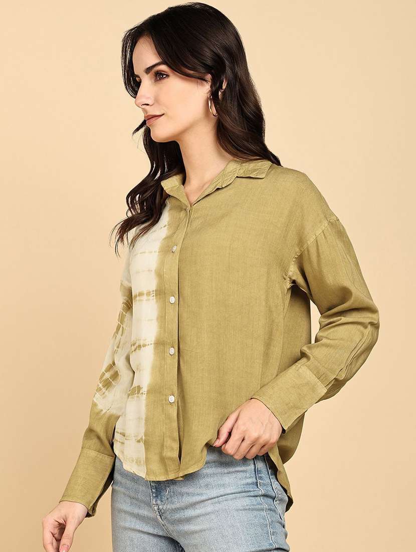 women tie and dyed collared long sleeve shirt - 22407501 -  Standard Image - 2