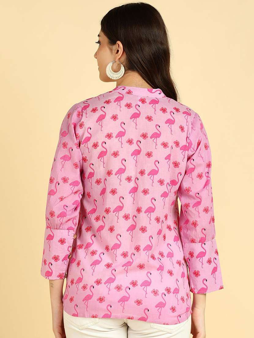 women printed pink cotton regular shirt - 22407520 -  Standard Image - 2