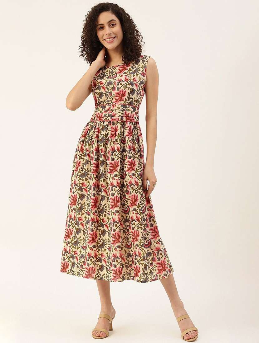 women multi viscose fit & flare dress