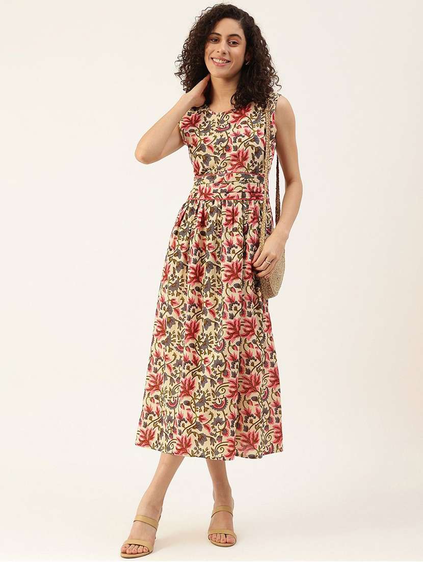 women multi viscose fit & flare dress - 22407558 -  Standard Image - 2