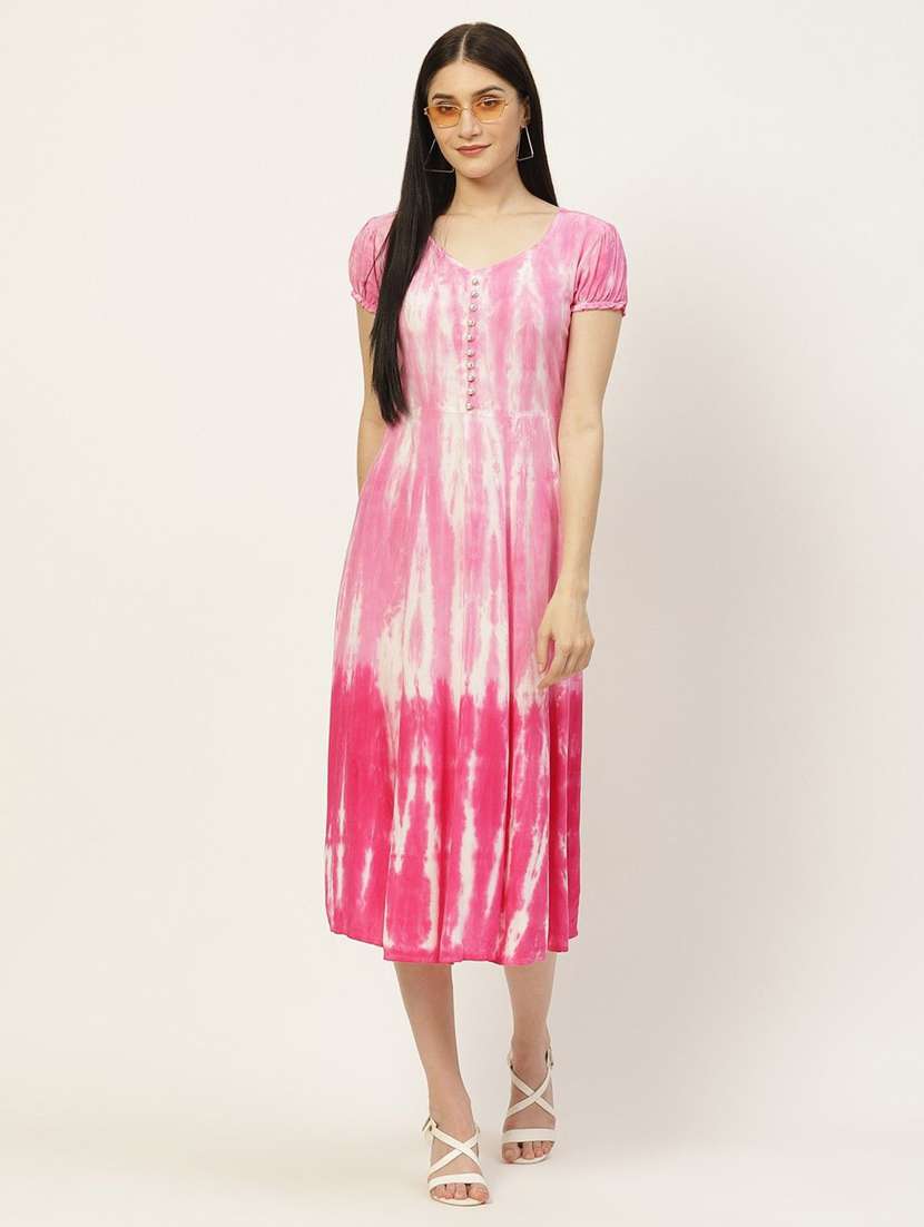 women printed a-line midi viscose dress - 22407560 -  Standard Image - 2